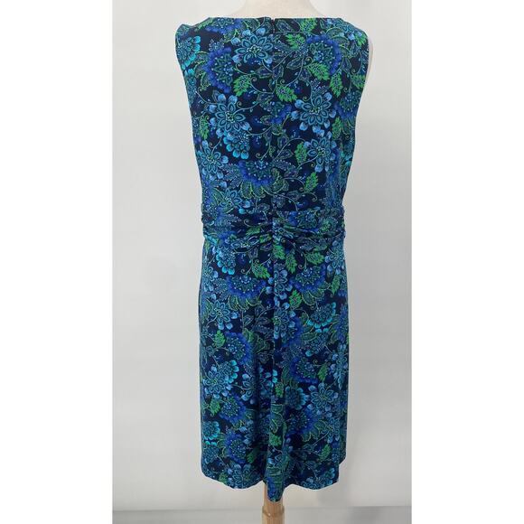 Talbots Jersey Knit Faux Wrap Paisley Print Surplice Vneck Sleeveless Blue 16 - Picture 8 of 11